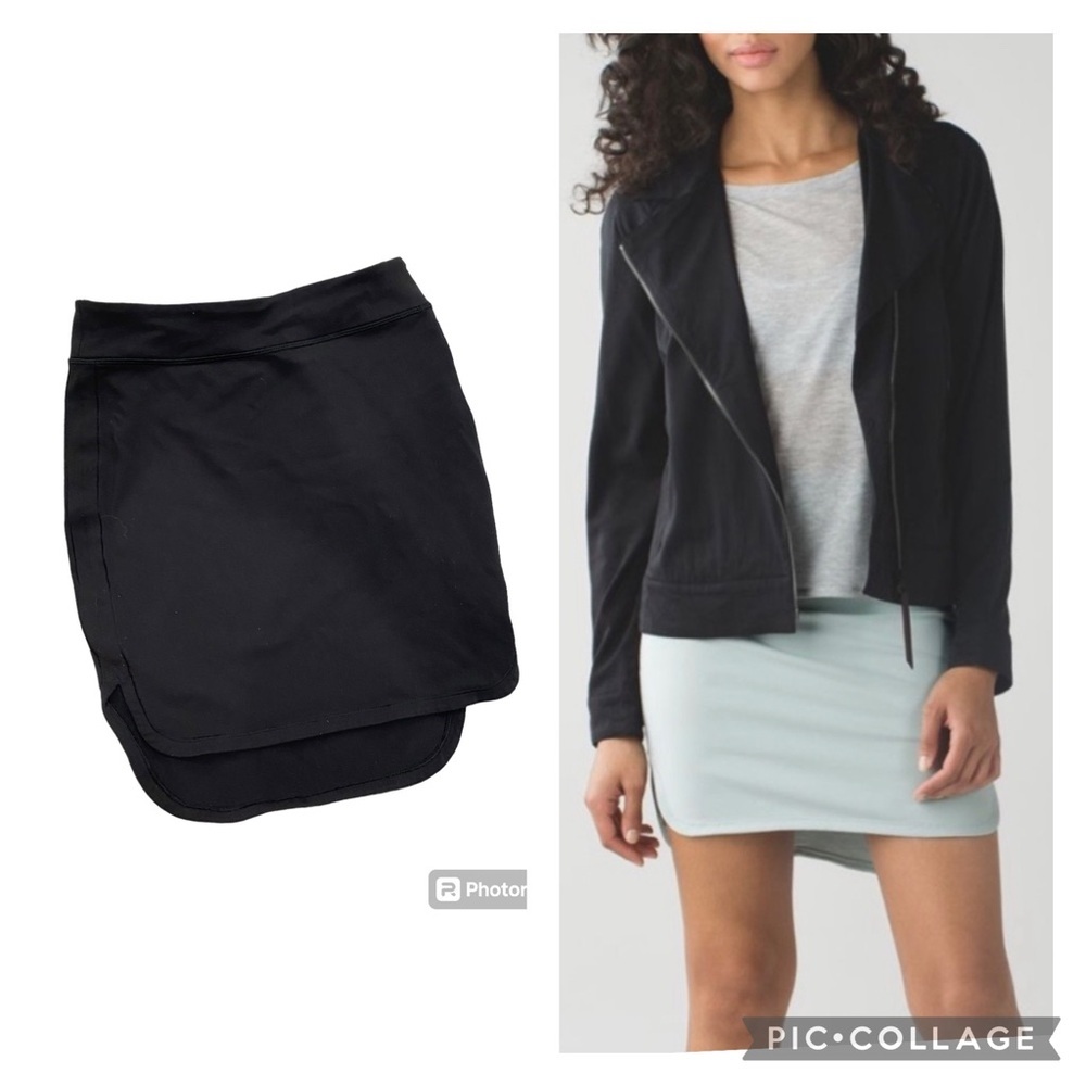 Lululemon City Skirt high low fitted pencil jet black size 4 pull on